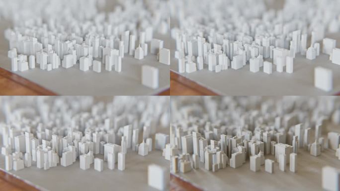 白色城市细节的微缩模型