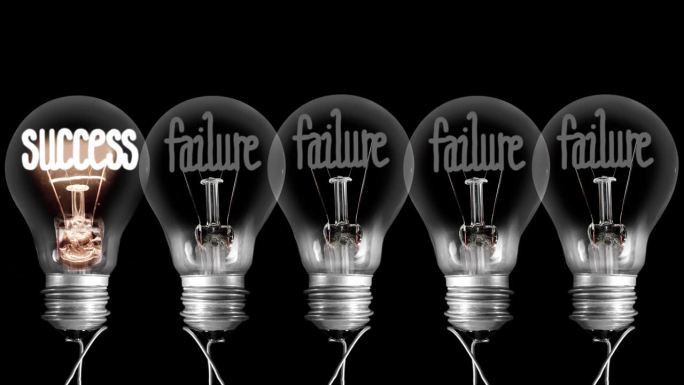 有失败和成功概念的灯泡