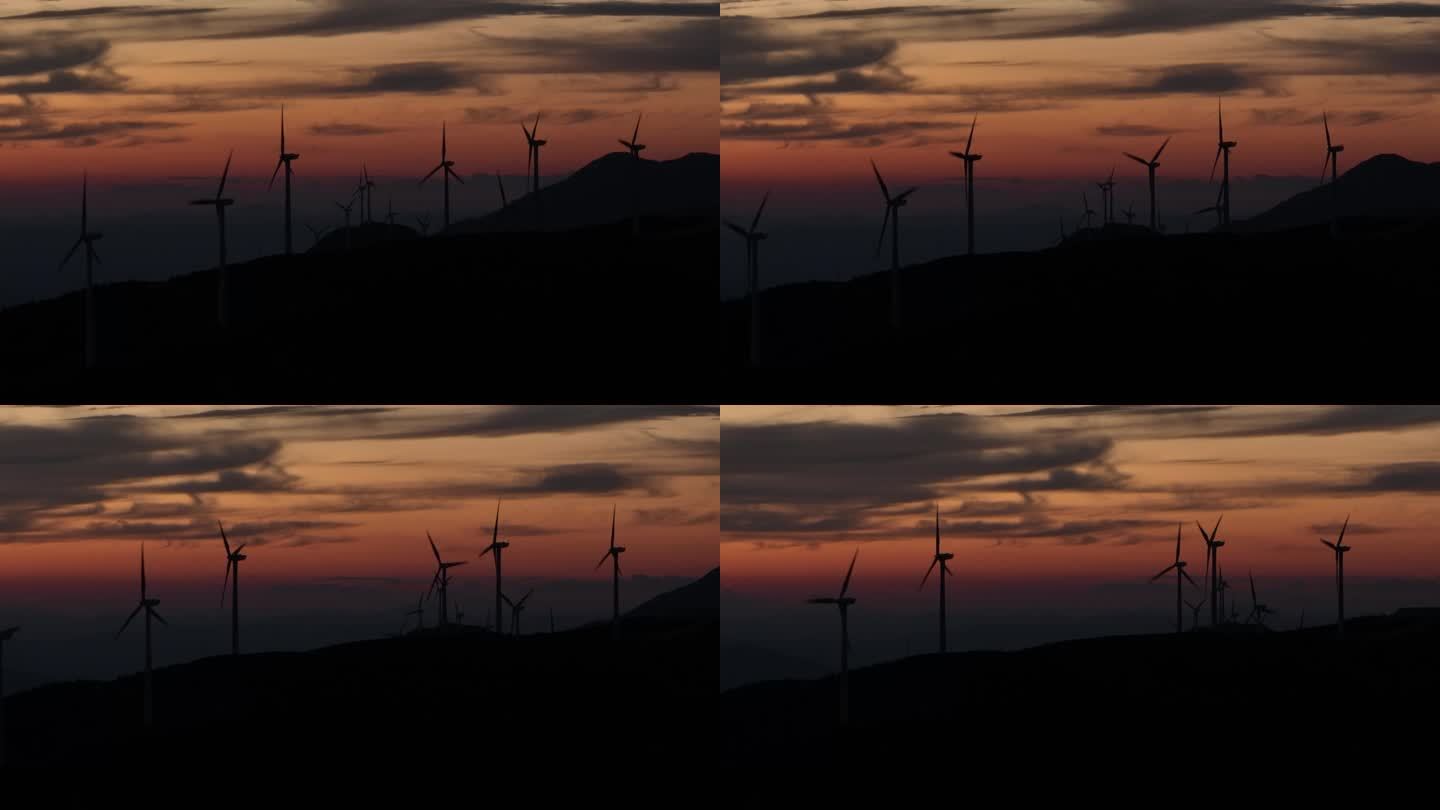山脊线上的风力发电机组