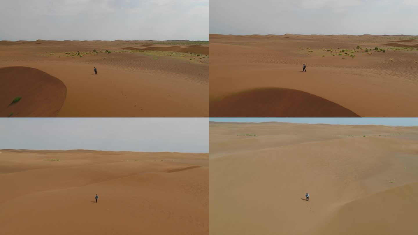 少年走在沙漠中