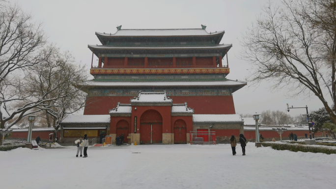 北京钟鼓楼 古代建筑 雪景
