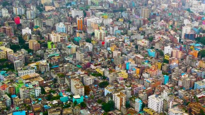 拥挤的大都市达卡鸟瞰图，达卡，孟加拉国