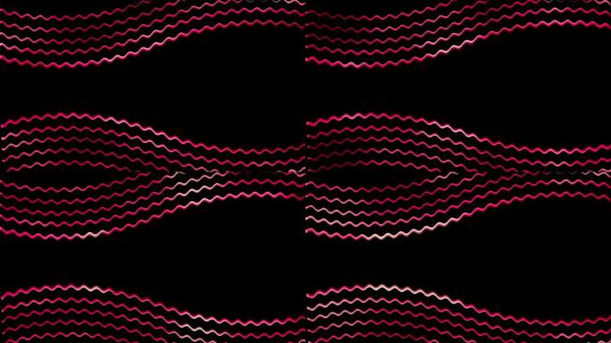 猩红能量波未来科技背景。动态粉红色装饰线动画。