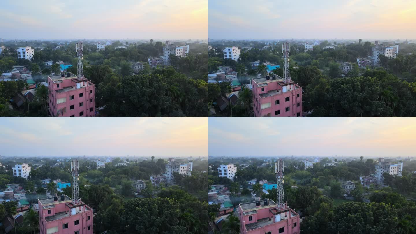 孟加拉国Rangpur市居民楼的电信塔