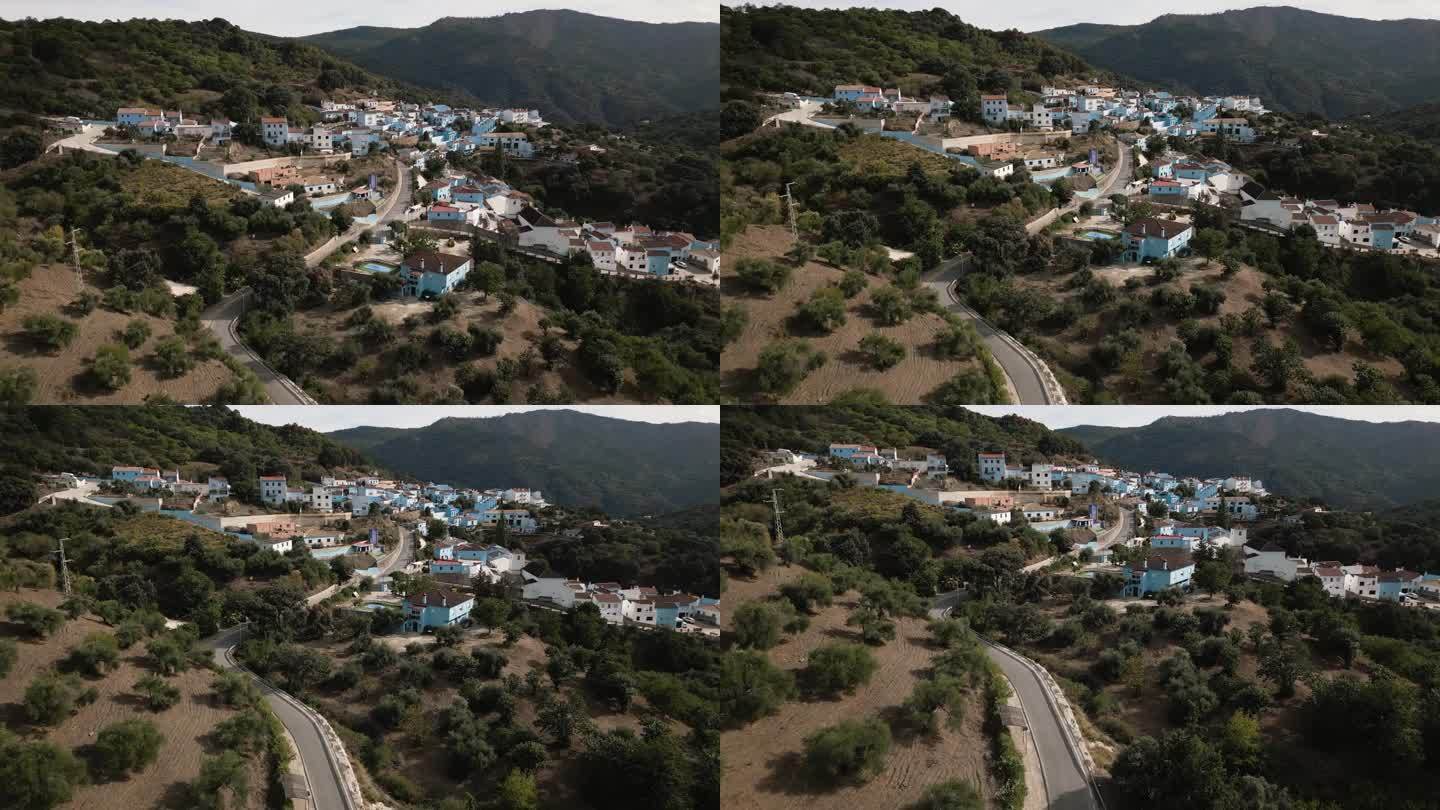 西班牙胡斯卡的蓝精灵村庄，鸟瞰图
