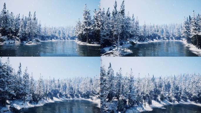 4k林海雪原冰湖雪景②