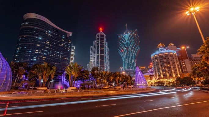 澳门夜景车流延时