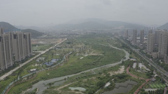 福州福清市民生态休闲公园湿地生态公园航拍