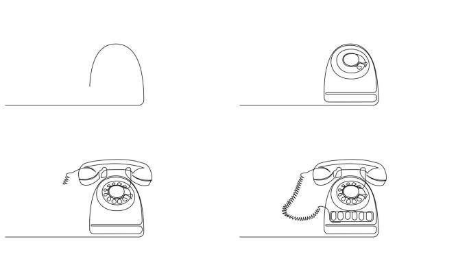 旋转式拨号电话连续线自动绘图动画。
