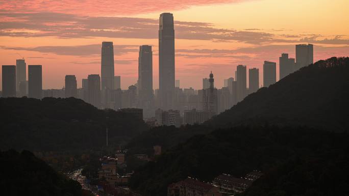 长沙市中心日出延时远景