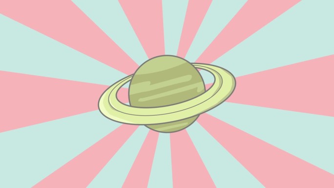 土星的动画与旋转的背景