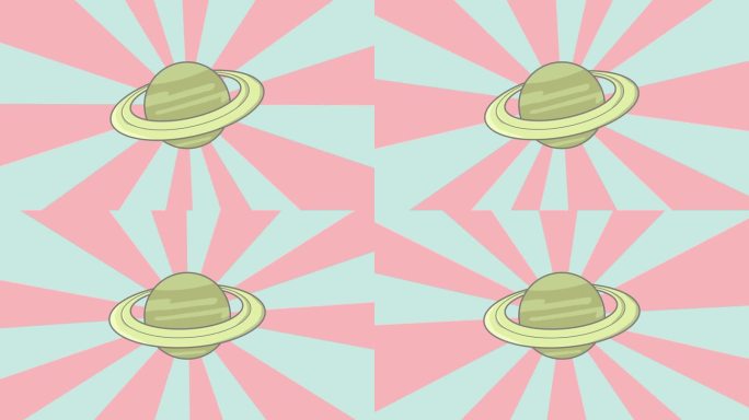 土星的动画与旋转的背景