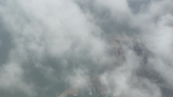 航拍飞行穿越云层城市海口宣传片云海