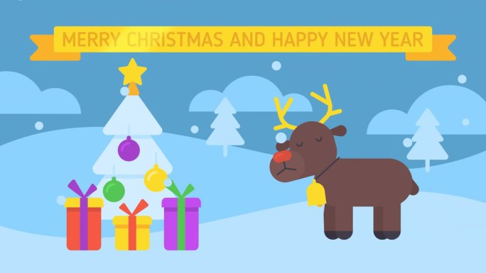 圣诞快乐作文驯鹿站在圣诞树旁边，跺着它的蹄子
