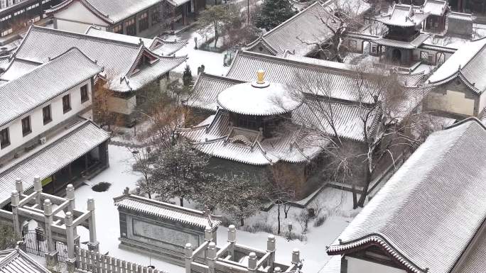 山西大同古城清真寺冬季冰雪航拍