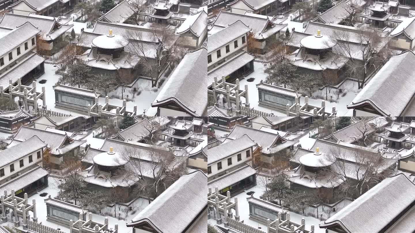 山西大同古城清真寺冬季冰雪航拍