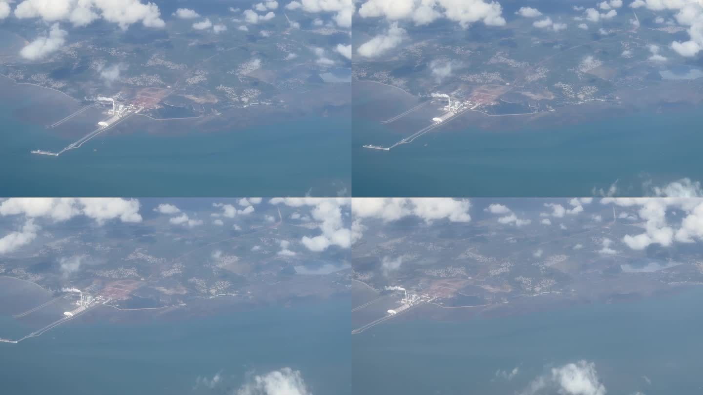 航拍飞行穿越云层城市海口宣传片港口