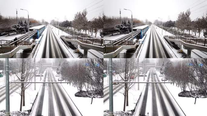 冬季北京城市车水马龙交通道路