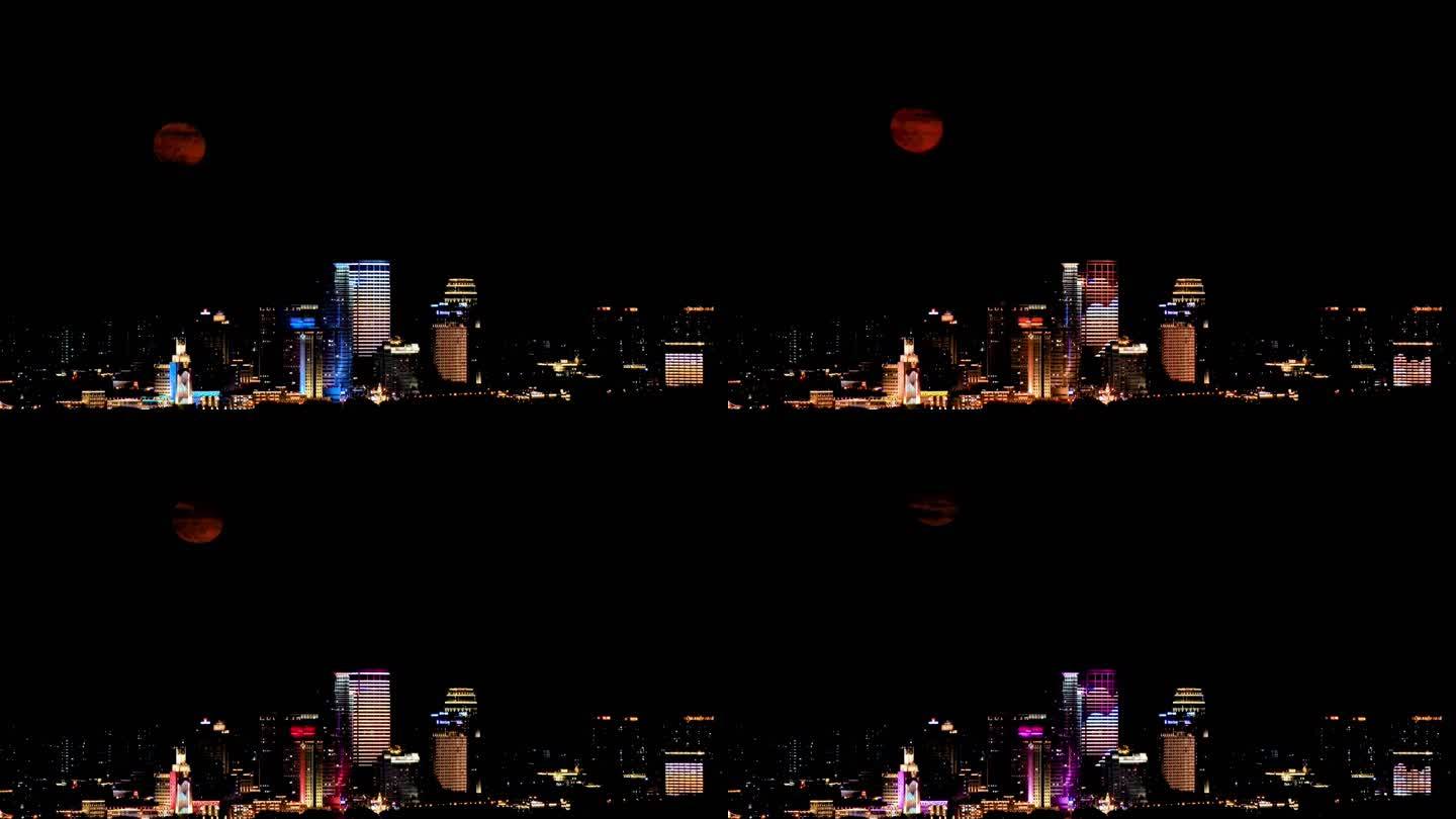 厦门岛升起红月亮