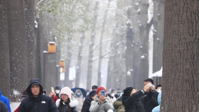 北海公园 游人赏雪 漫步打卡