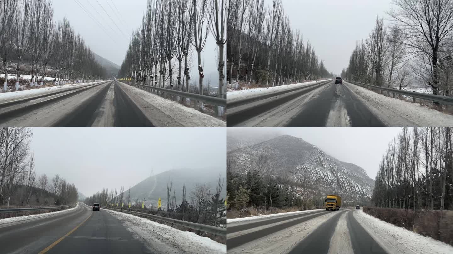 暴雪山区道路公路积雪路段行车记录4