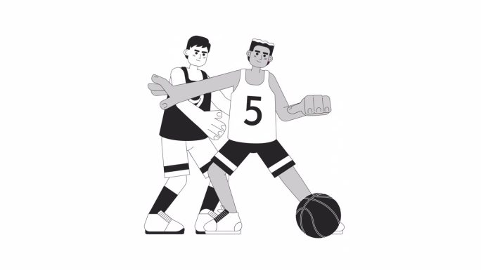篮球运动员运球的卡通动画
