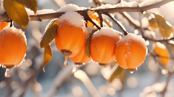 柿子雪景素材