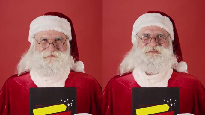 快乐的圣诞老人手持大减价海报