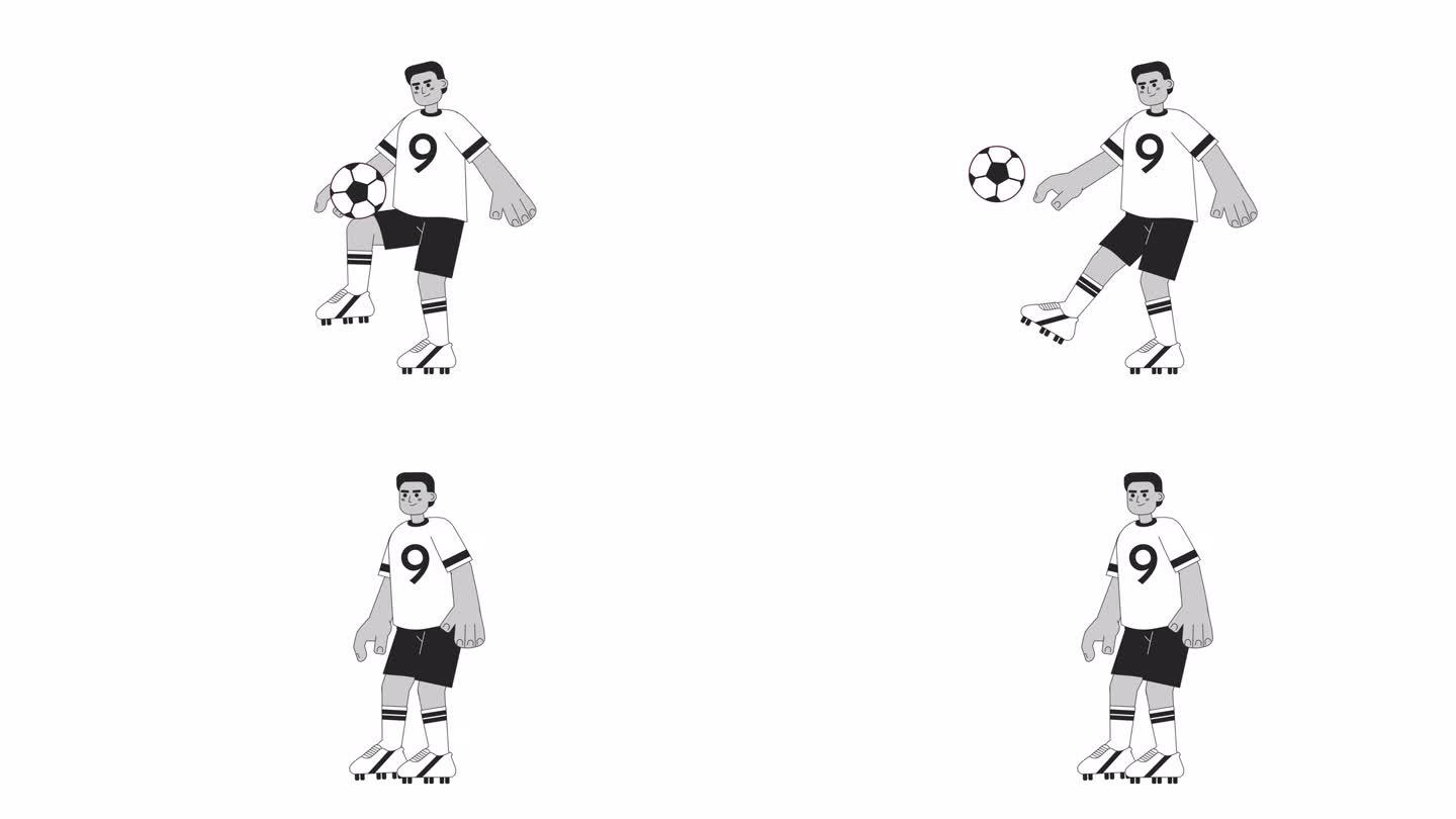 非裔美国球员杂耍足球的2D角色动画