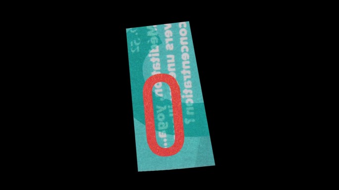 剪纸字母中的数字0。勒索信风格。杂志剪报。摆动循环。