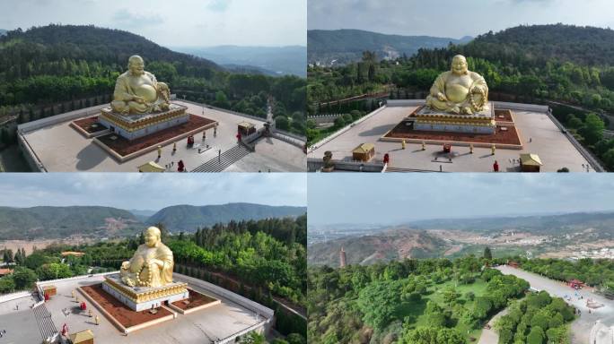 航拍弥勒大佛环绕镜头红河弥勒市弥勒寺