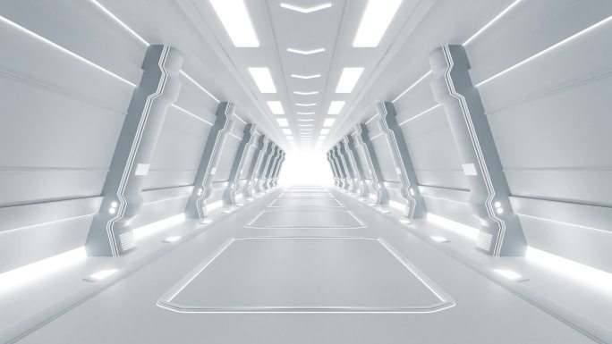 C4D工程白色科技隧道穿梭