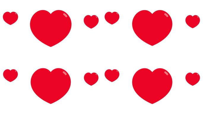 情人节和爱动画。三维动画的红心在白色的背景。环形心脏旋转。3d心脏渲染无缝。2月14日情人节浪漫背景