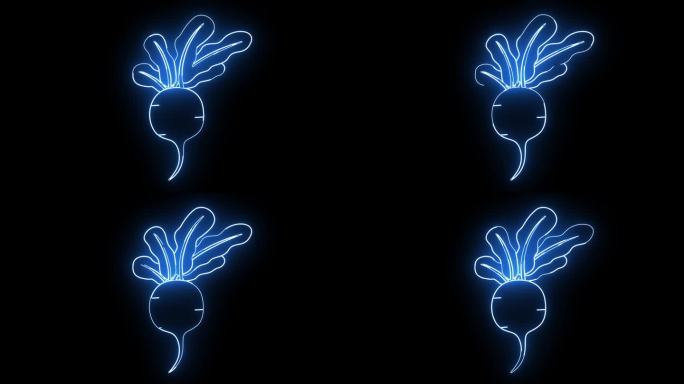动画红萝卜图标与发光的霓虹灯效果