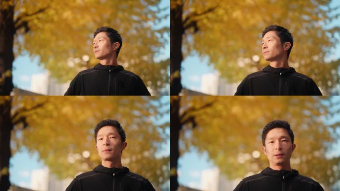 城市中男性跑步者的肖像