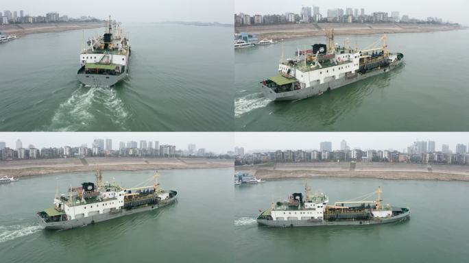 航浚14武汉特种作业船航行驶过荆州长江段