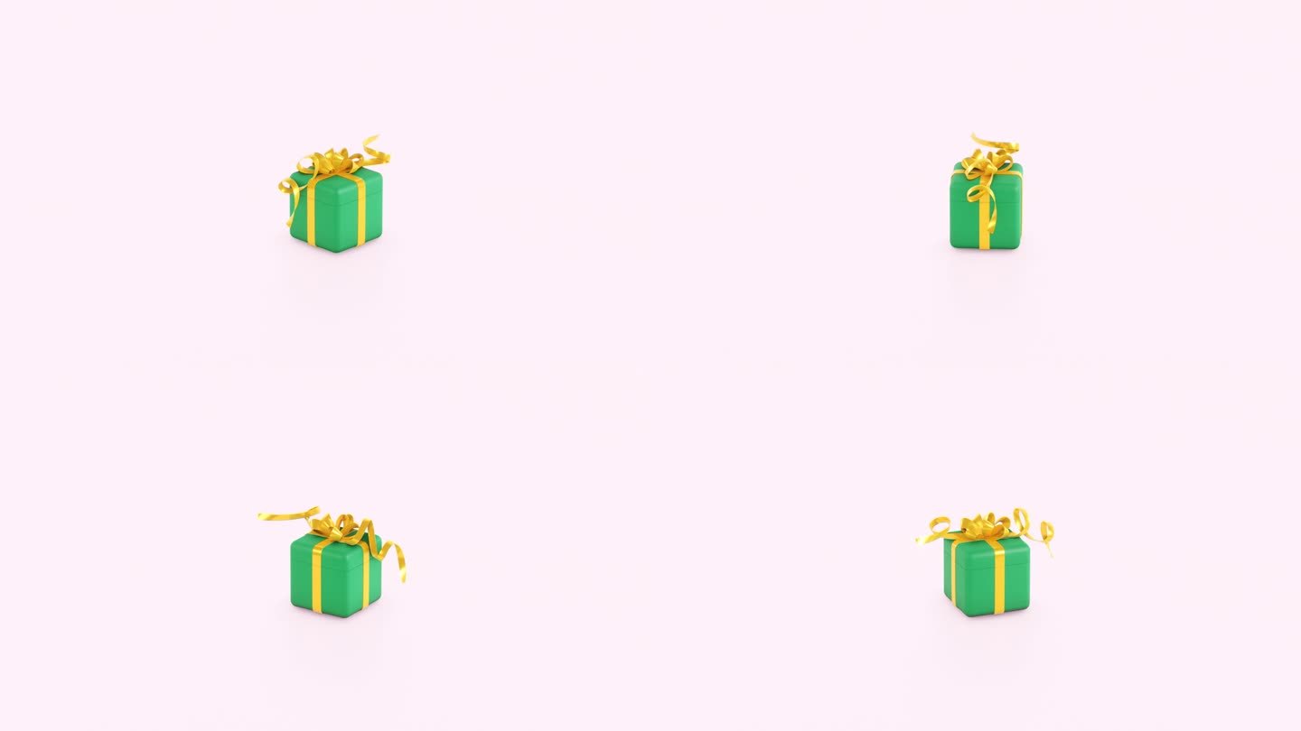 礼品盒弹出。3d渲染动画。礼品赠送，移动营销，从商店赚取奖品，奖金或奖励。在线礼物或礼物。圣诞节，新