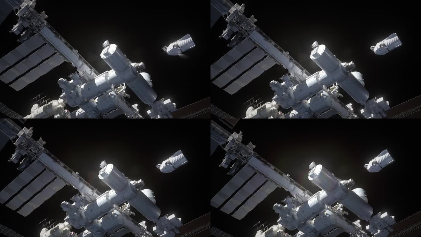 龙太空舱在国际空间站对接