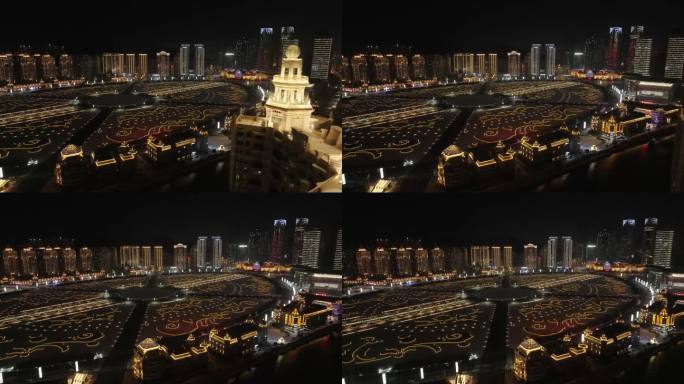 4K 大连星海广场夜景航拍视频素材