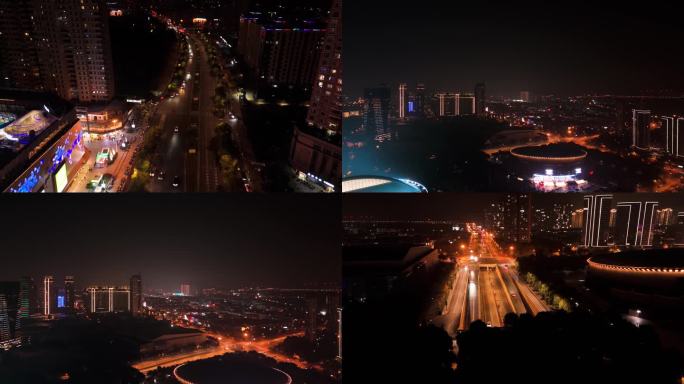 城市车流夜景航拍素材