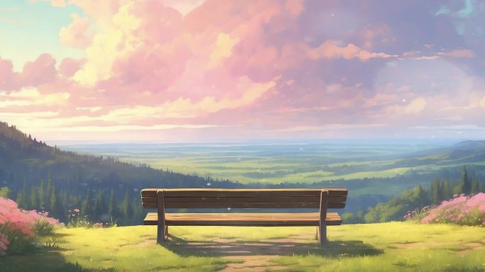 6K宽屏大屏梦幻卡通唯美傍晚清新背景