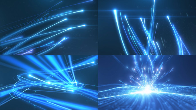 原创4K震撼光线粒子年会片头蓝色