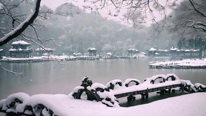 杭州西湖雪景