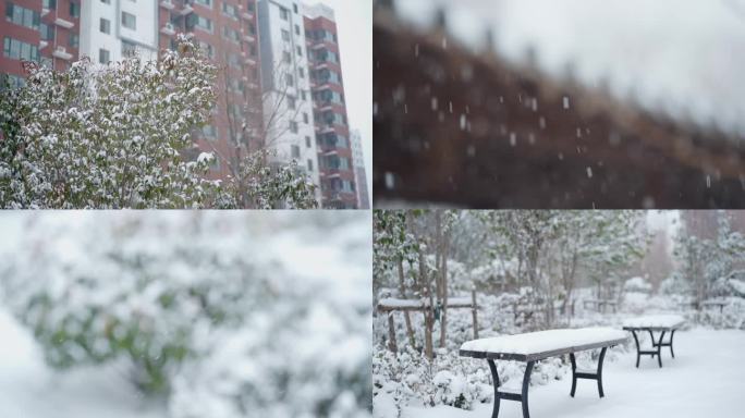 下雪大雪小区空镜