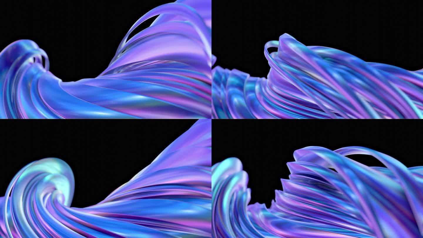 抽象条形曲线螺旋未来的虹彩反射