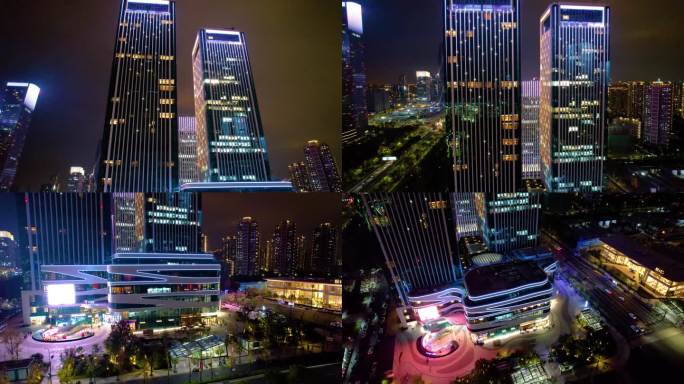杭州萧山区钱江世纪城夜景风景视频素材