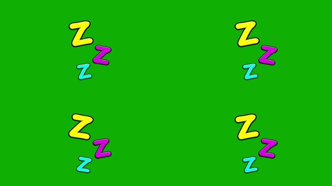 打鼾符号ZZZ运动图形与绿色屏幕背景