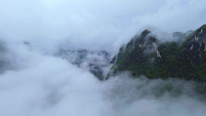 [4K]航拍素材.崇左雷平峰林云海