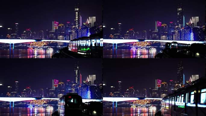重庆城市夜景轻轨