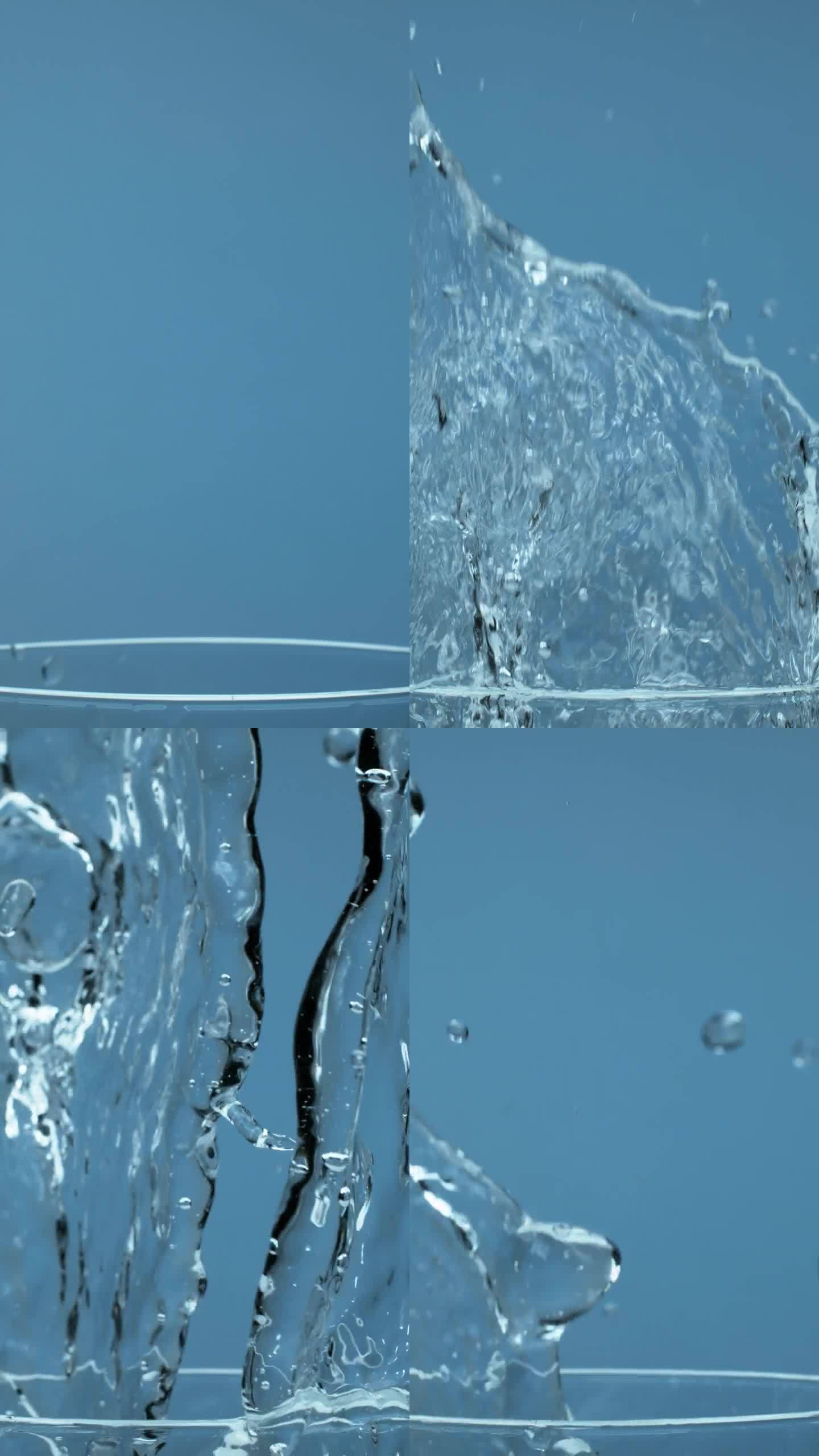 冰块溅到杯子里冰块掉入水中